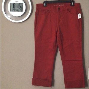 Old Navy Cropped Cuffed Hem Chino Pants 10 Orange